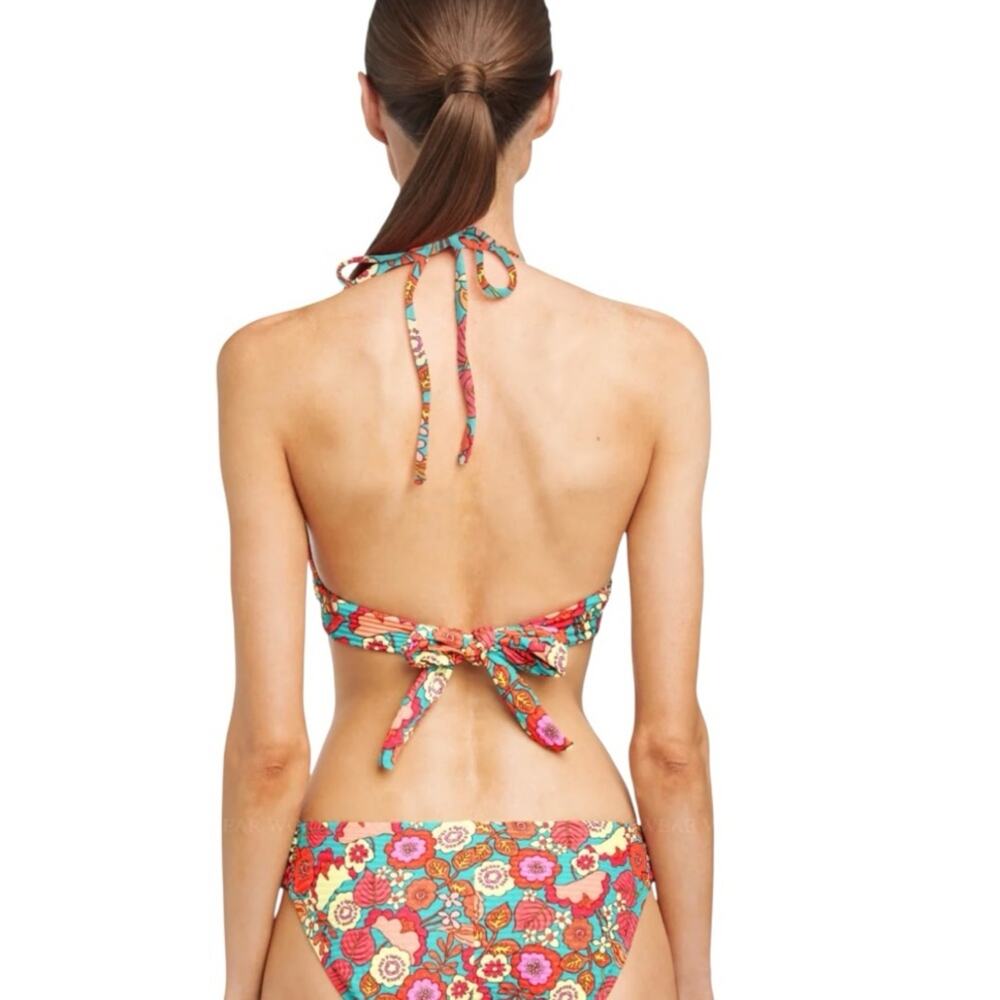 Robin Piccone Floral Retro Triangle Bikini Top Size Medium New - Picture 2 of 4
